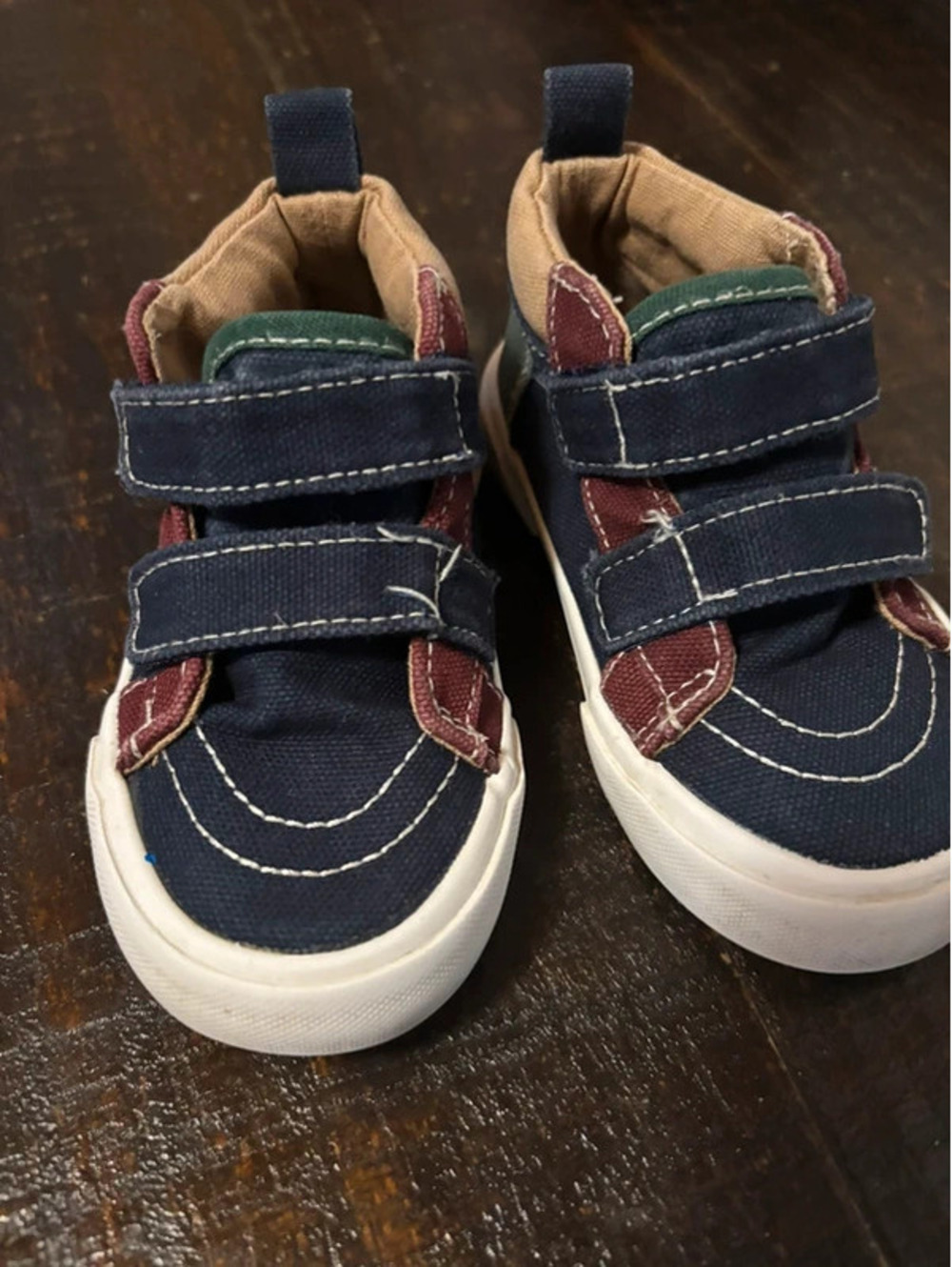 Old Navy Toddler Boys Size 6 Canvas High Top Sneakers Navy Multicolor Velcro